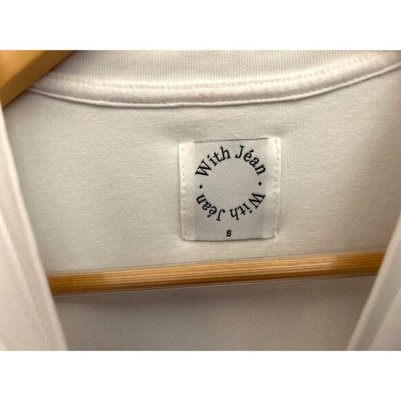 With Jéan White Graphic Logo Cropped T-Shirt Tee Size S Streetwear Y2K Aesthetic - Picture 2 of 4